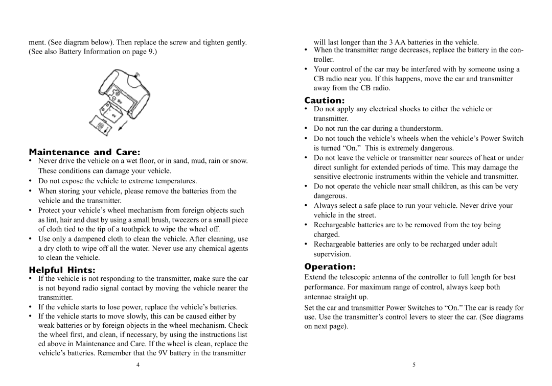 Excalibur electronic 9390 manual Maintenance and Care, Helpful Hints, Operation 