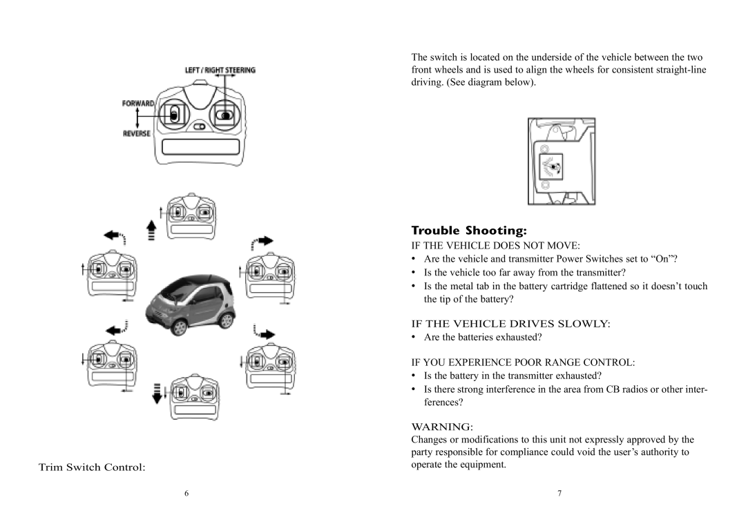 Excalibur electronic 9390 manual Trouble Shooting, If the Vehicle does not Move 