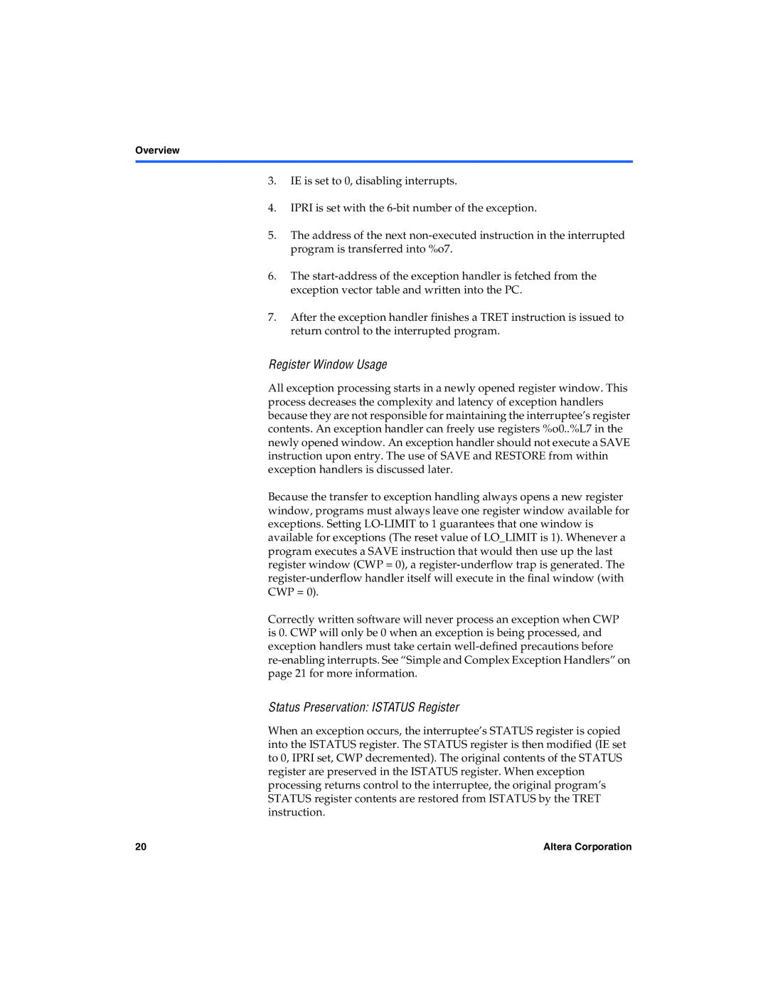 Excalibur electronic A-MNL-NIOSPROG-01.1 manual Register Window Usage 