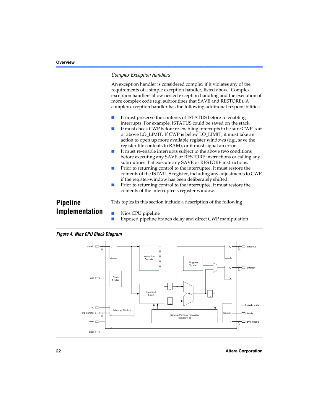 Excalibur electronic A-MNL-NIOSPROG-01.1 manual Pipeline Implementation 