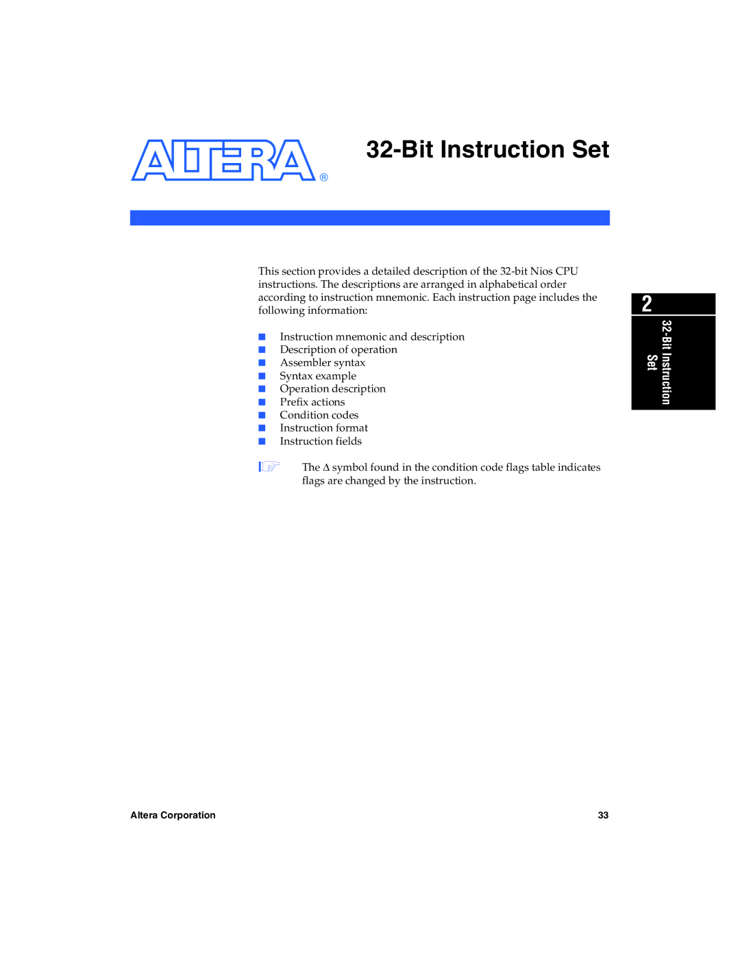 Excalibur electronic A-MNL-NIOSPROG-01.1 manual Bit Instruction Set 