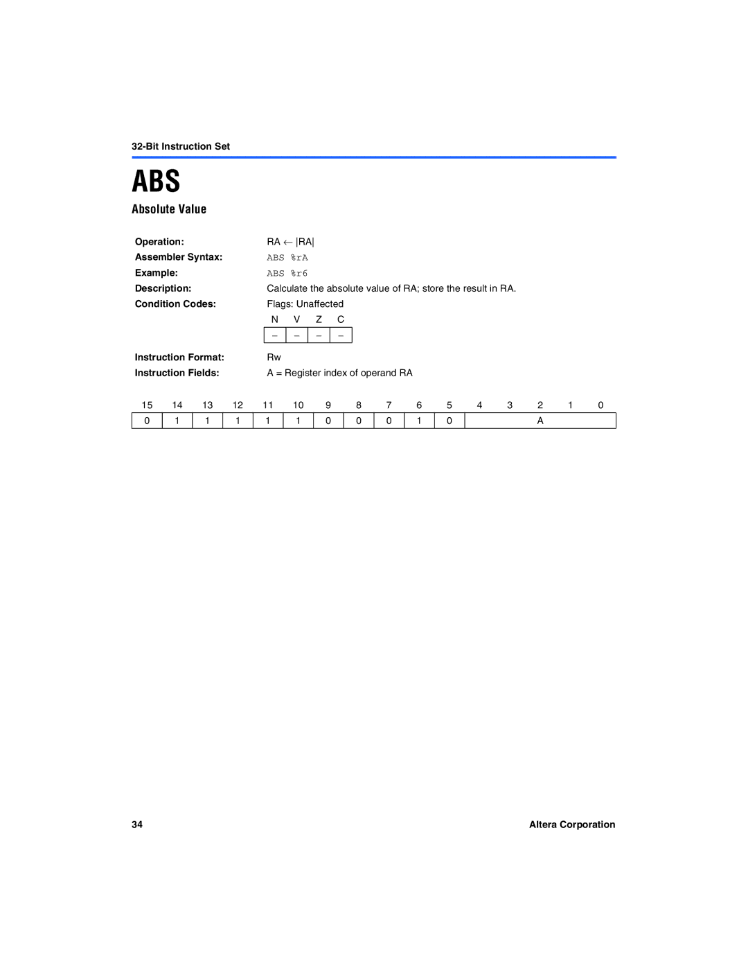 Excalibur electronic A-MNL-NIOSPROG-01.1 manual Absolute Value, ABS %rA, ABS %r6 