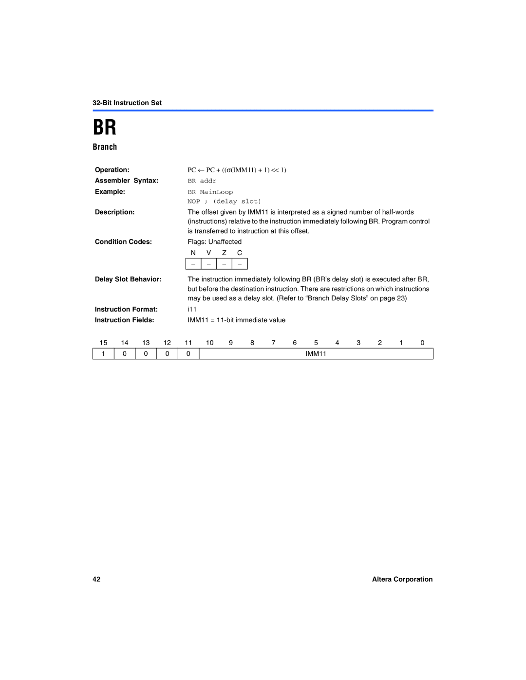 Excalibur electronic A-MNL-NIOSPROG-01.1 manual Branch, BR MainLoop 