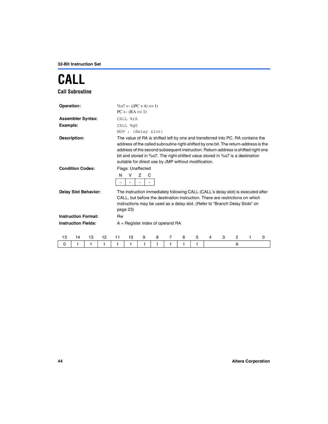 Excalibur electronic A-MNL-NIOSPROG-01.1 manual Call Subroutine 