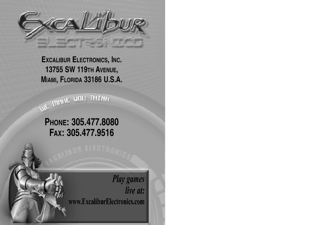 Excalibur electronic A04 manual Phone FAX 