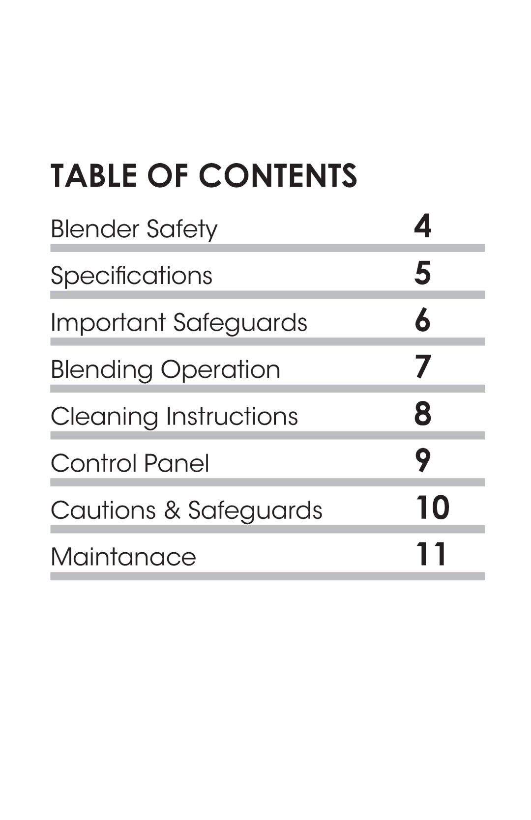 Excalibur electronic EXB4300 instruction manual Table of Contents 