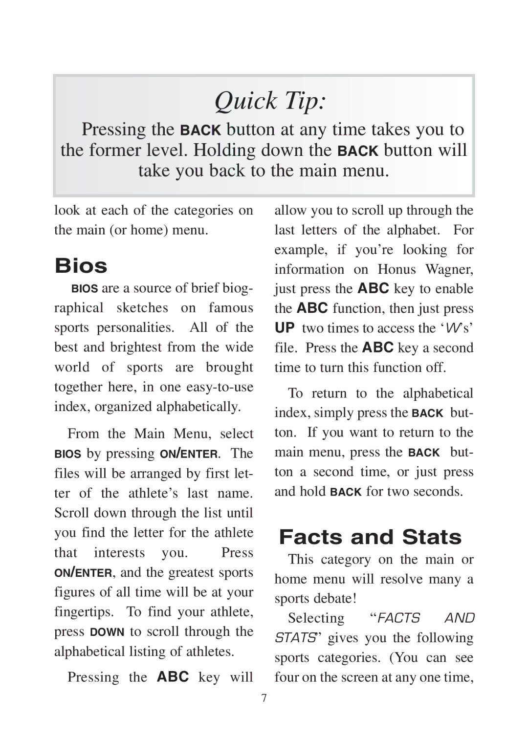 Excalibur electronic FX200 user manual Bios, Facts and Stats 