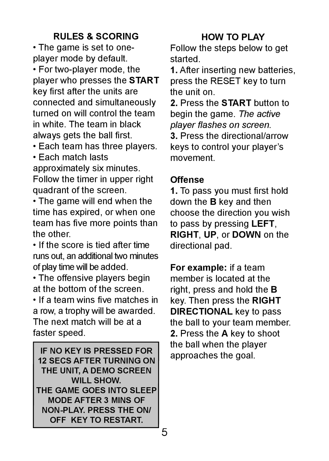 Excalibur electronic FX201 manual Rules & Scoring, HOW to Play Follow the steps below to get started, Offense 