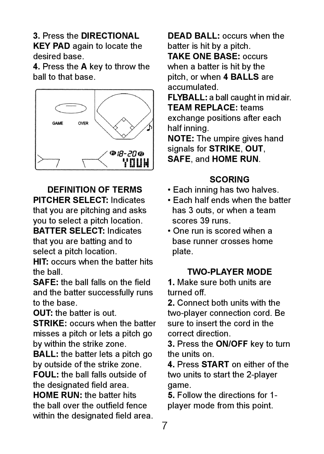 Excalibur electronic FX202 manual Scoring, TWO-PLAYER Mode 