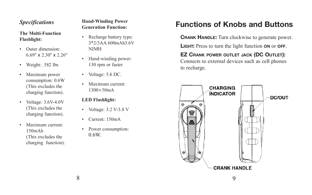 Excalibur electronic H623 manual Functions of Knobs and Buttons, Specifications 