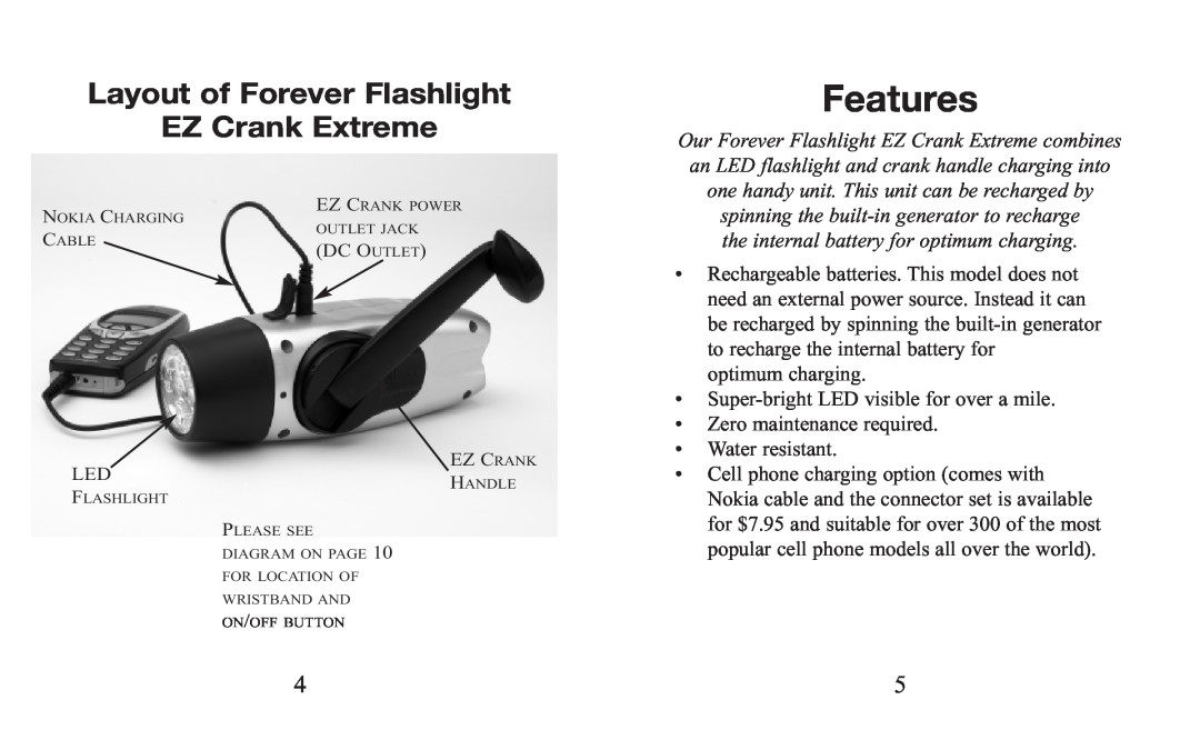 Excalibur electronic H623 manual Layout of Forever Flashlight EZ Crank Extreme, the internal battery for optimum charging 