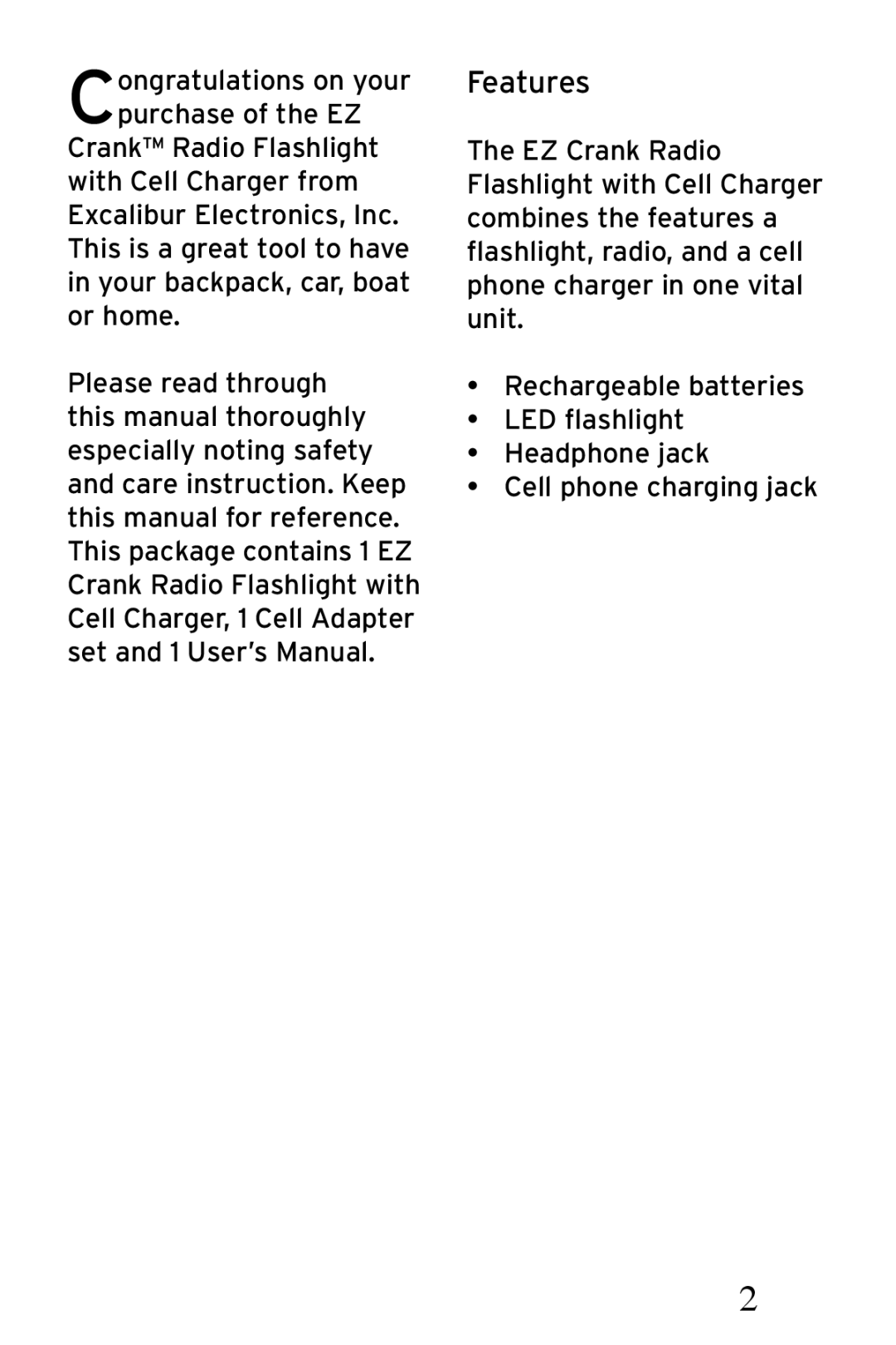 Excalibur electronic H637S user manual Features 