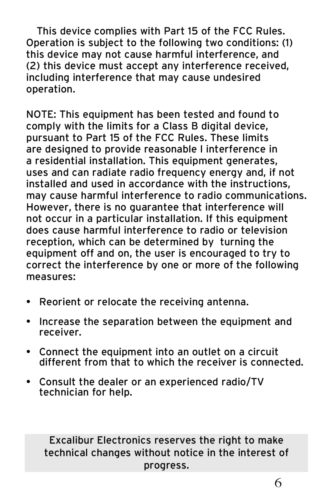 Excalibur electronic H637S user manual 