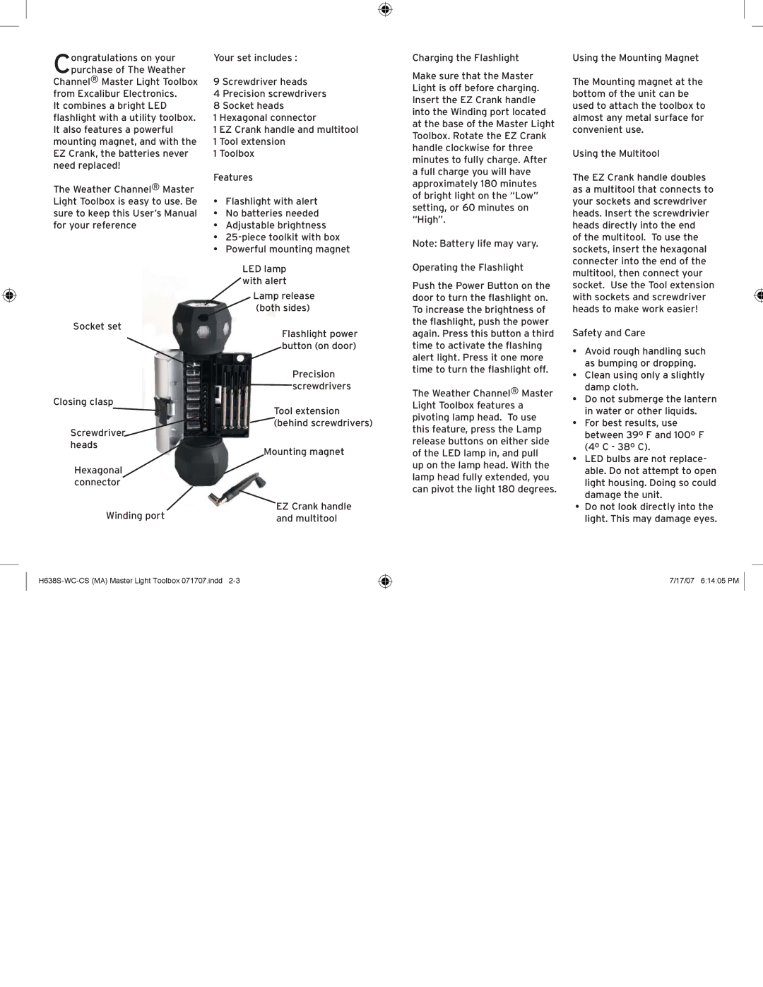 Excalibur electronic H638S-WC-CS manual Screwdriver Behind screwdrivers 