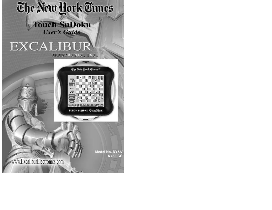 Excalibur electronic NY53-CS manual Touch SuDoku 