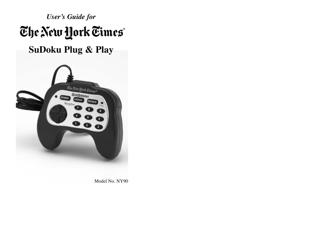 Excalibur electronic NY90 manual SuDoku Plug & Play 