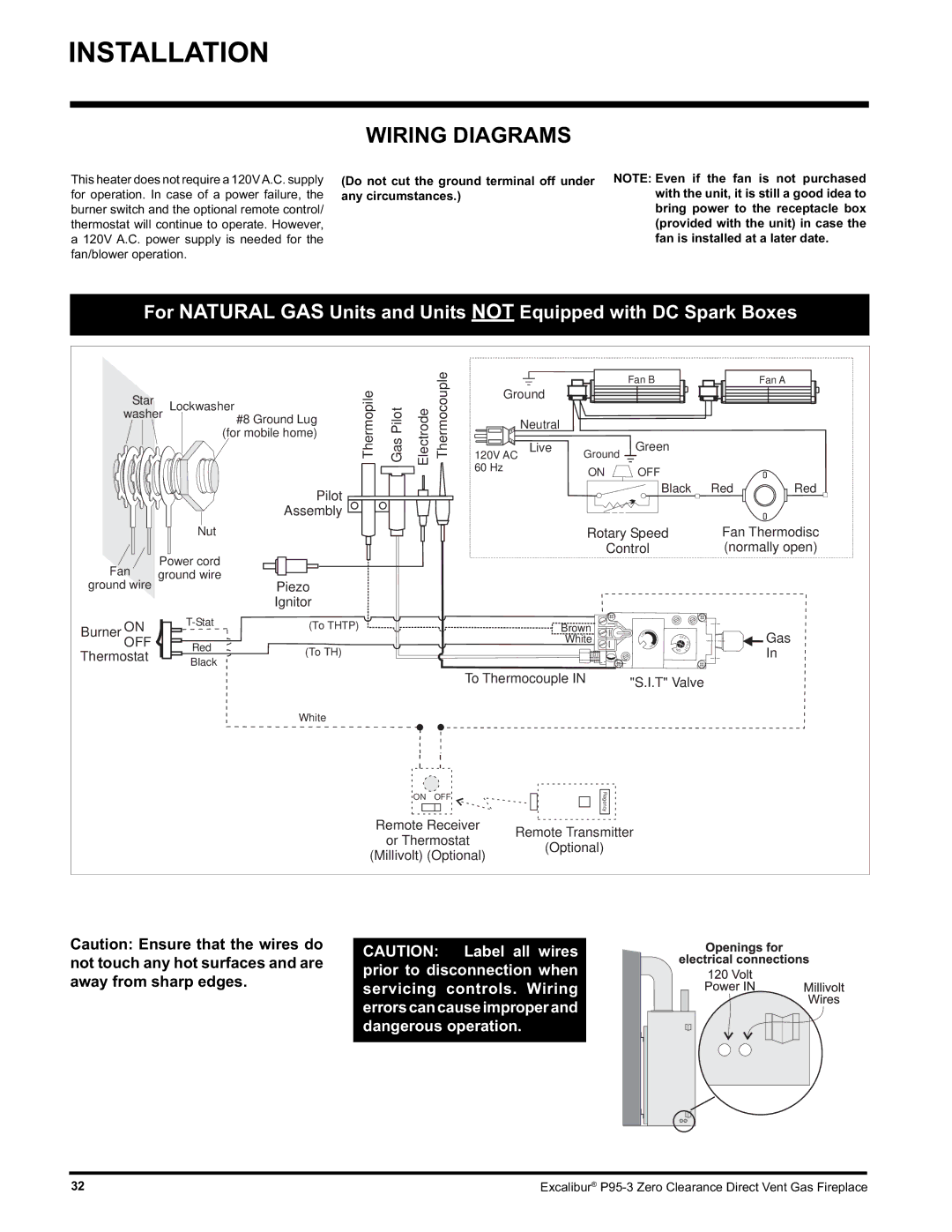 Excalibur electronic P95-NG3, P95-LP3 Wiring Diagrams, Do not cut the ground terminal off under any circumstances 