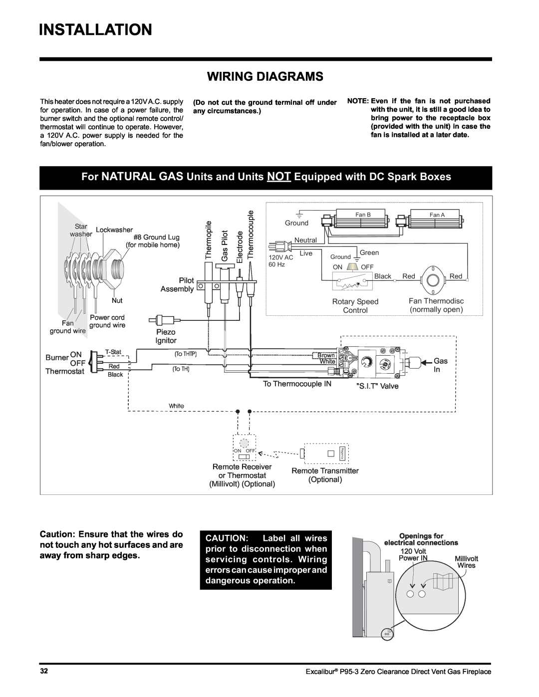 Excalibur electronic P95-NG3, P95-LP3 installation manual Installation, Wiring Diagrams 