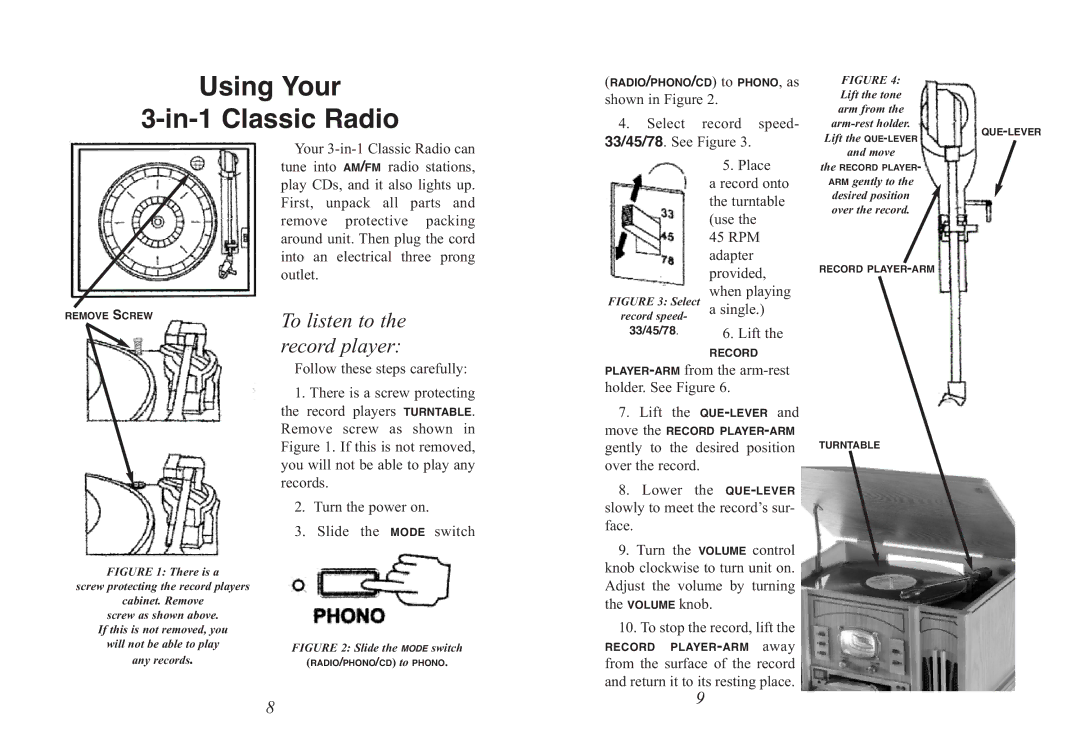 Excalibur electronic RD54 manual Using Your In-1 Classic Radio, When playing 