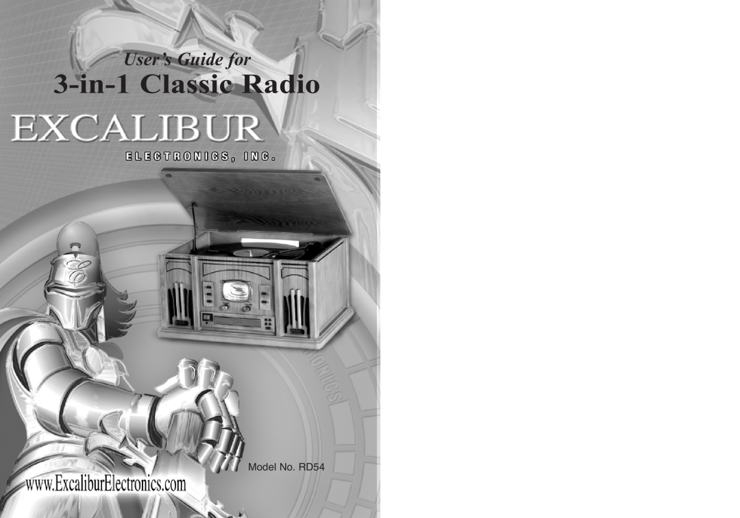 Excalibur electronic manual 3-in-1Classic Radio, User’s Guide for, Model No. RD54 