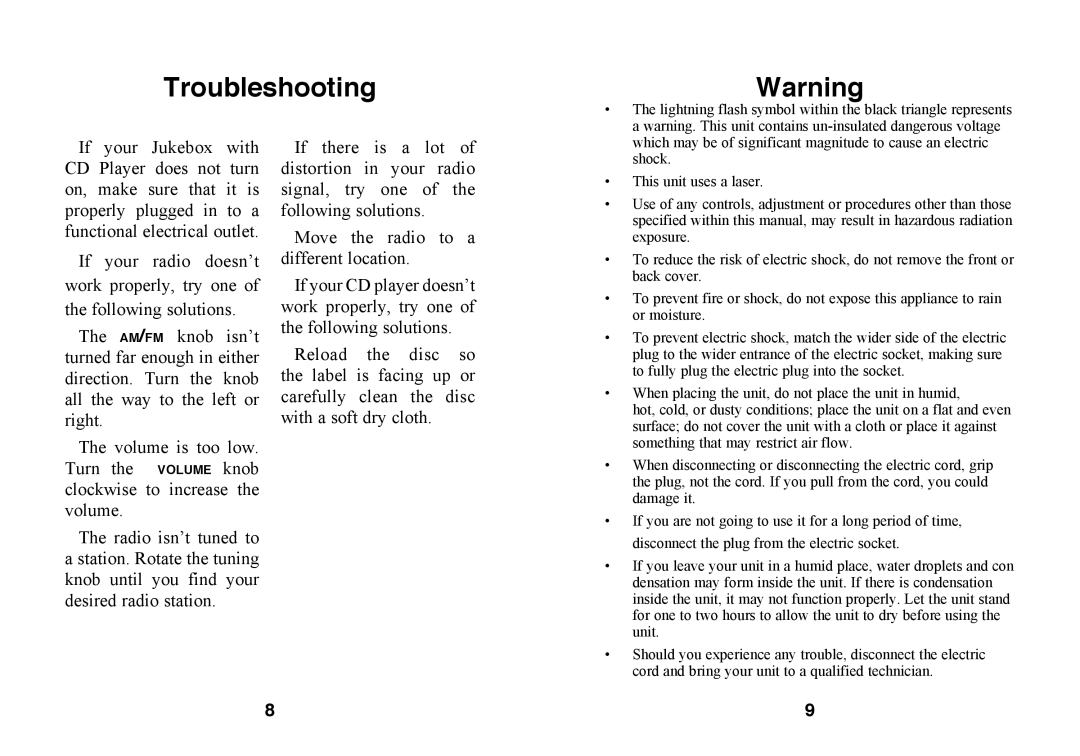 Excalibur electronic RD66 manual Troubleshooting 