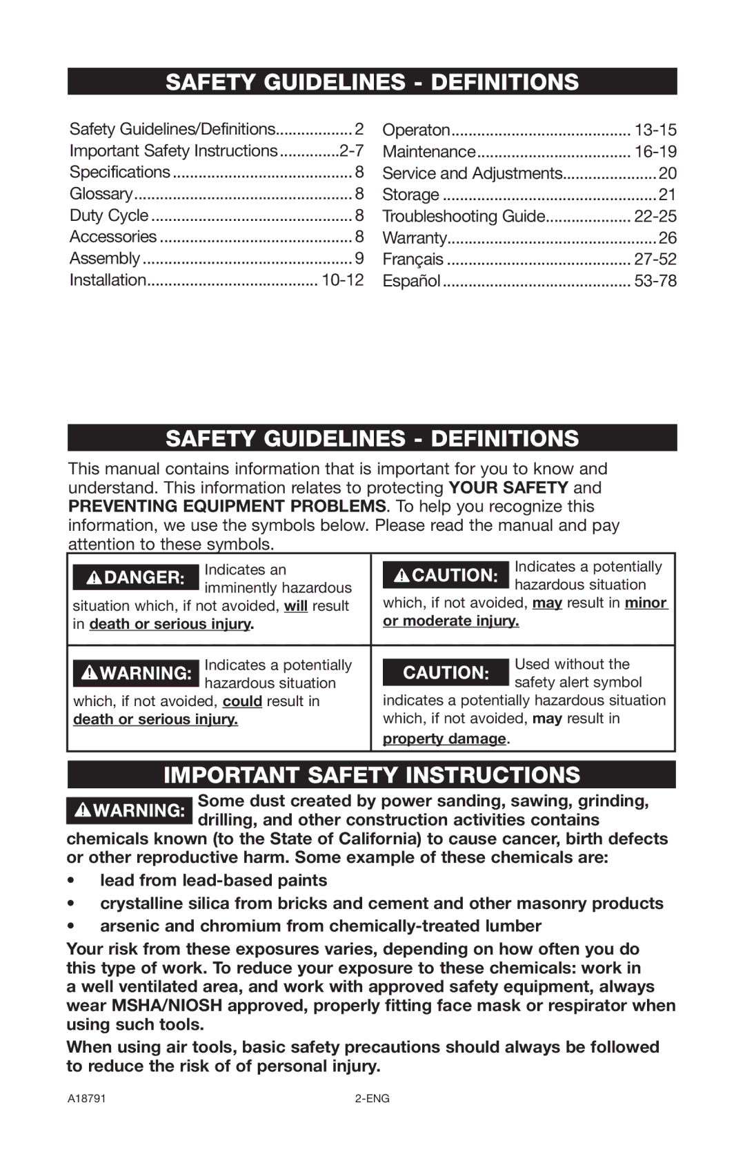 Excell Precision E7540 Safety Guidelines Definitions, Important Safety Instructions, Death or serious injury 