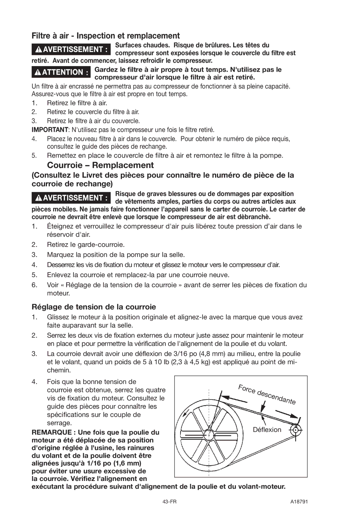 Excell Precision E7540 Filtre à air Inspection et remplacement, Courroie Remplacement, Réglage de tension de la courroie 