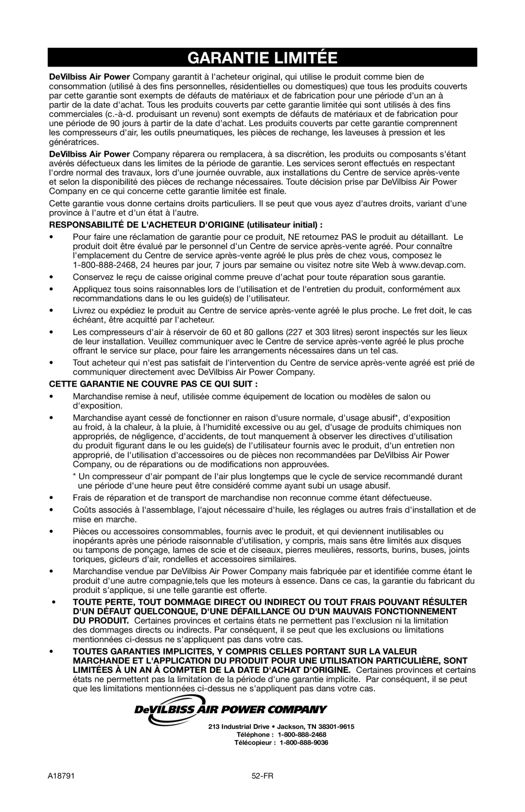 Excell Precision E7540 operation manual Garantie Limitée, Responsabilité DE Lacheteur Dorigine utilisateur initial 