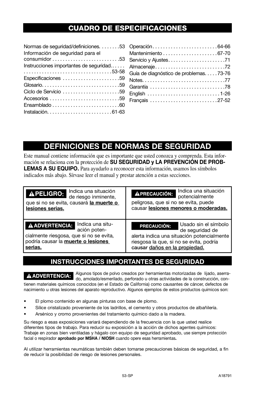 Excell Precision E7540 operation manual Definiciones DE Normas DE Seguridad, Lesiones serias, Serias 