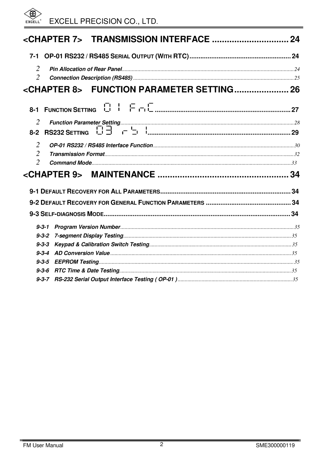 Excell Precision FM user manual Transmission Interface 