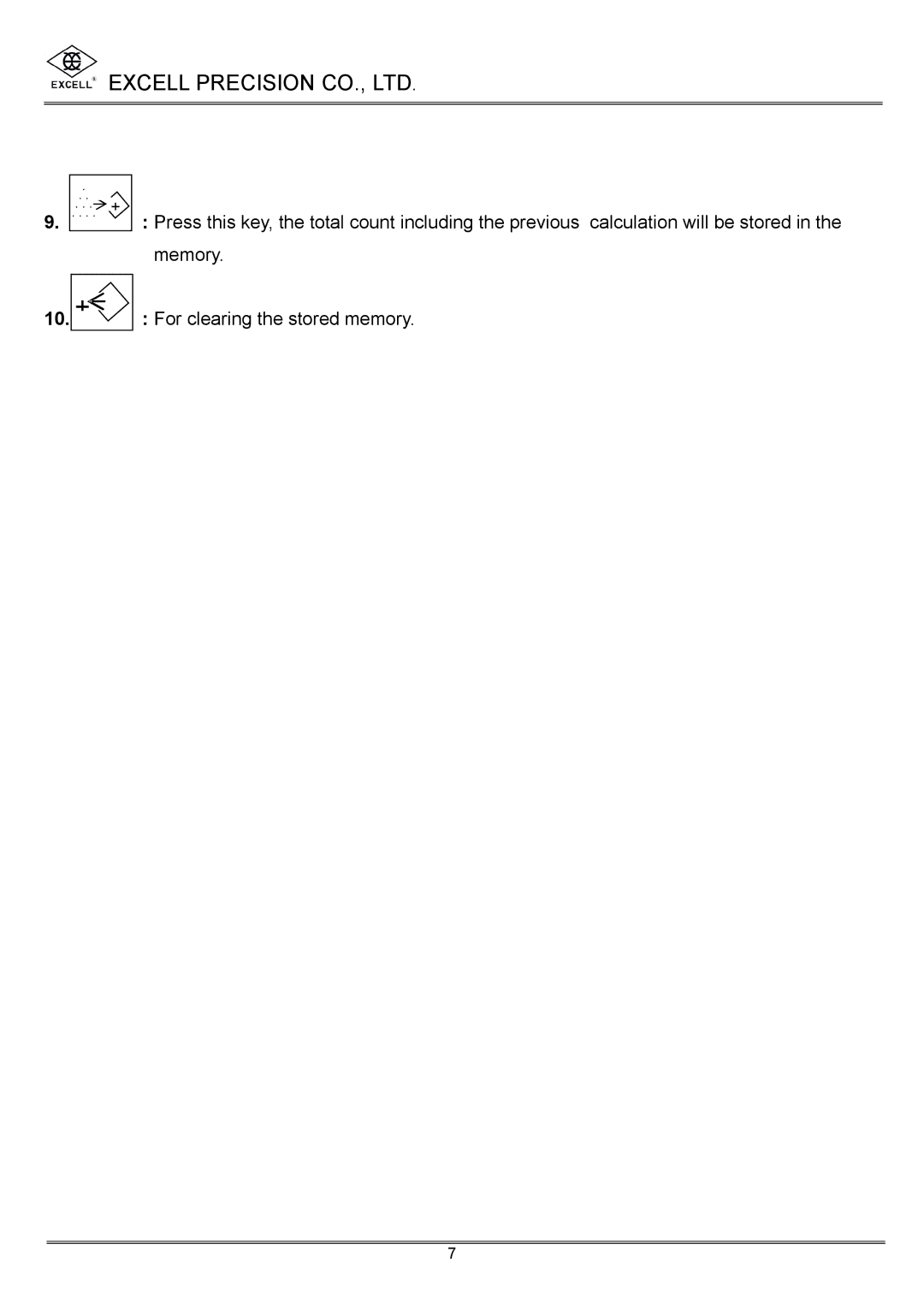 Excell Precision High Precesion Counting Scale manual 10. + 