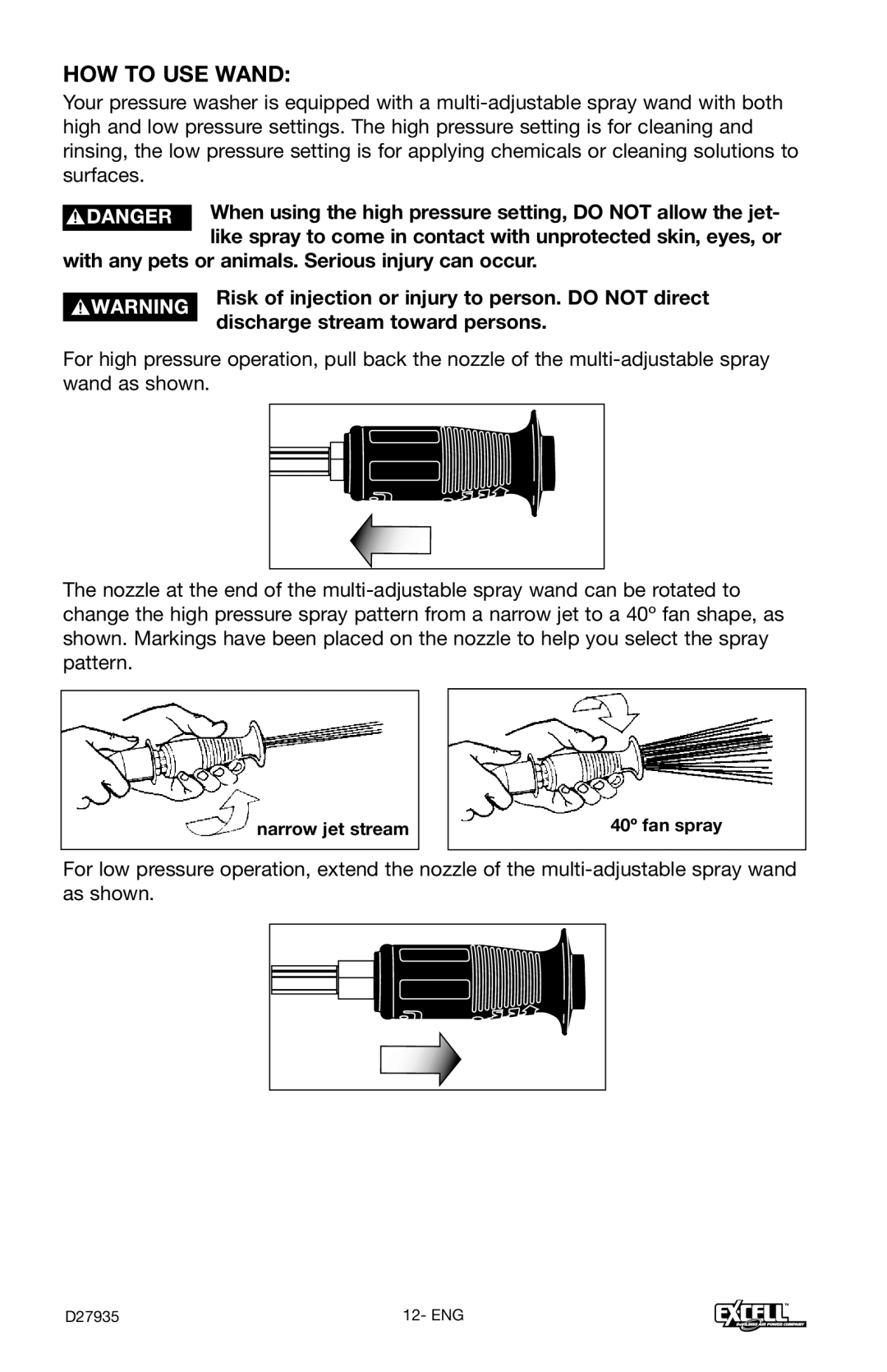 Excell Precision VR2300 operation manual HOW to USE Wand 