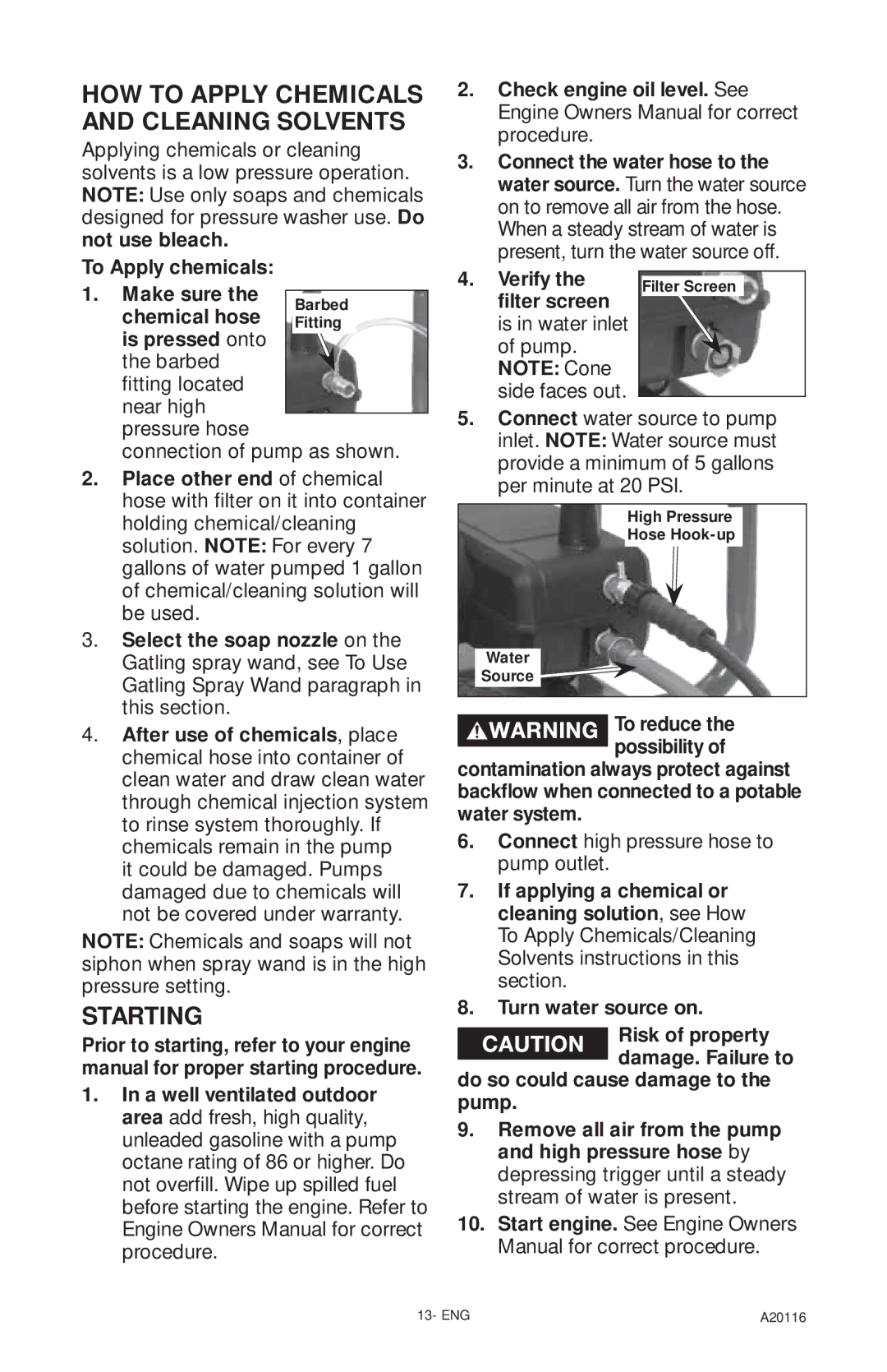 Excell Precision XC2600 operation manual Barbed ﬁtting located Near high, Pressure hose Connection of pump as shown 