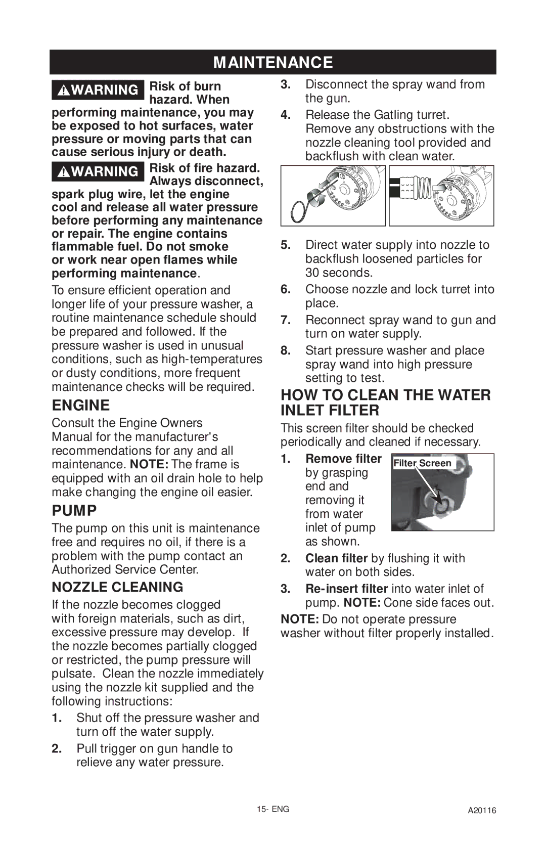 Excell Precision XC2600 operation manual Nozzle Cleaning, Problem with the pump contact an Authorized Service Center 