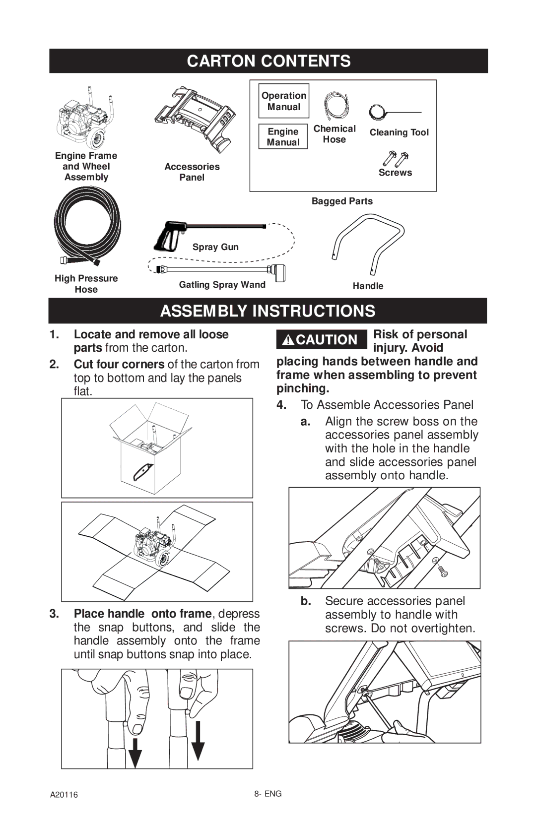 Excell Precision XC2600 operation manual Carton Contents, Assembly Instructions 