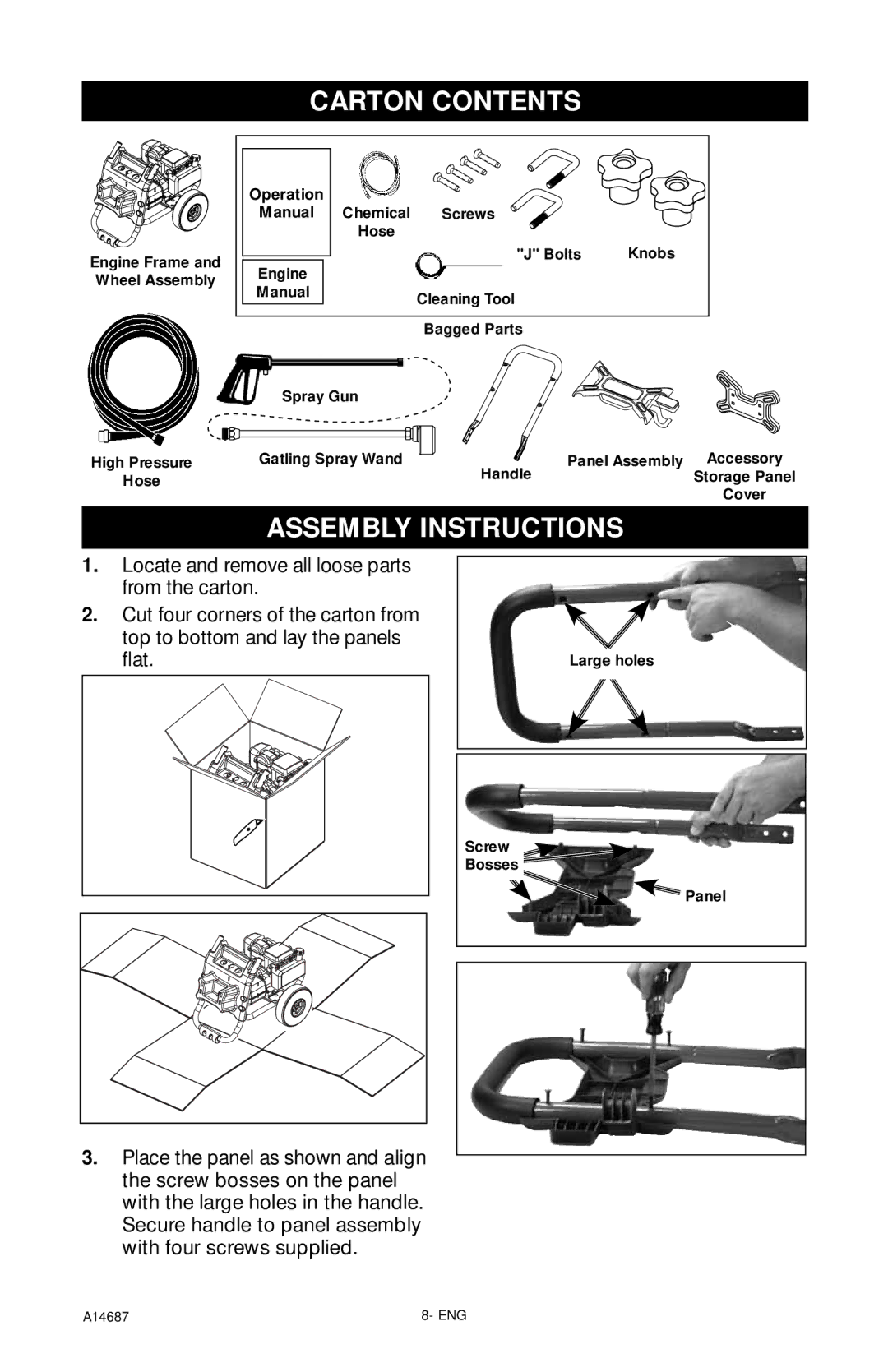 Excell Precision XR2625 operation manual Carton Contents, Assembly Instructions 