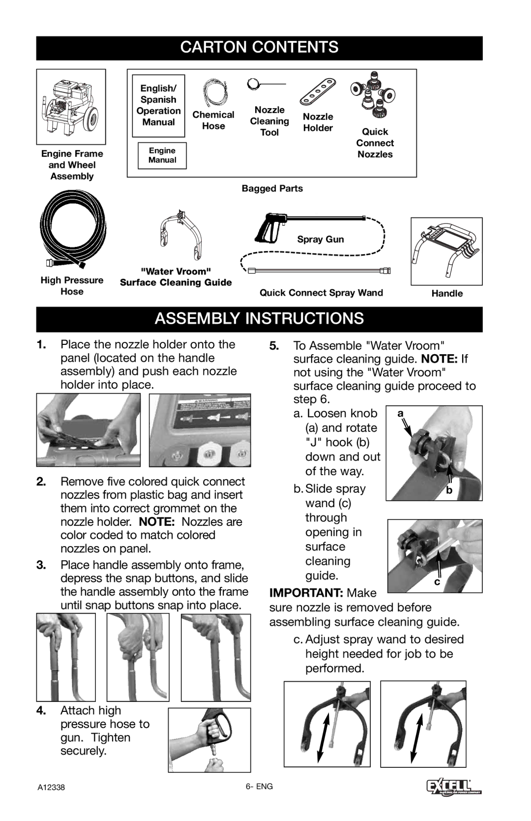 Excell Precision XR2750 operation manual Carton Contents, Assembly Instructions 