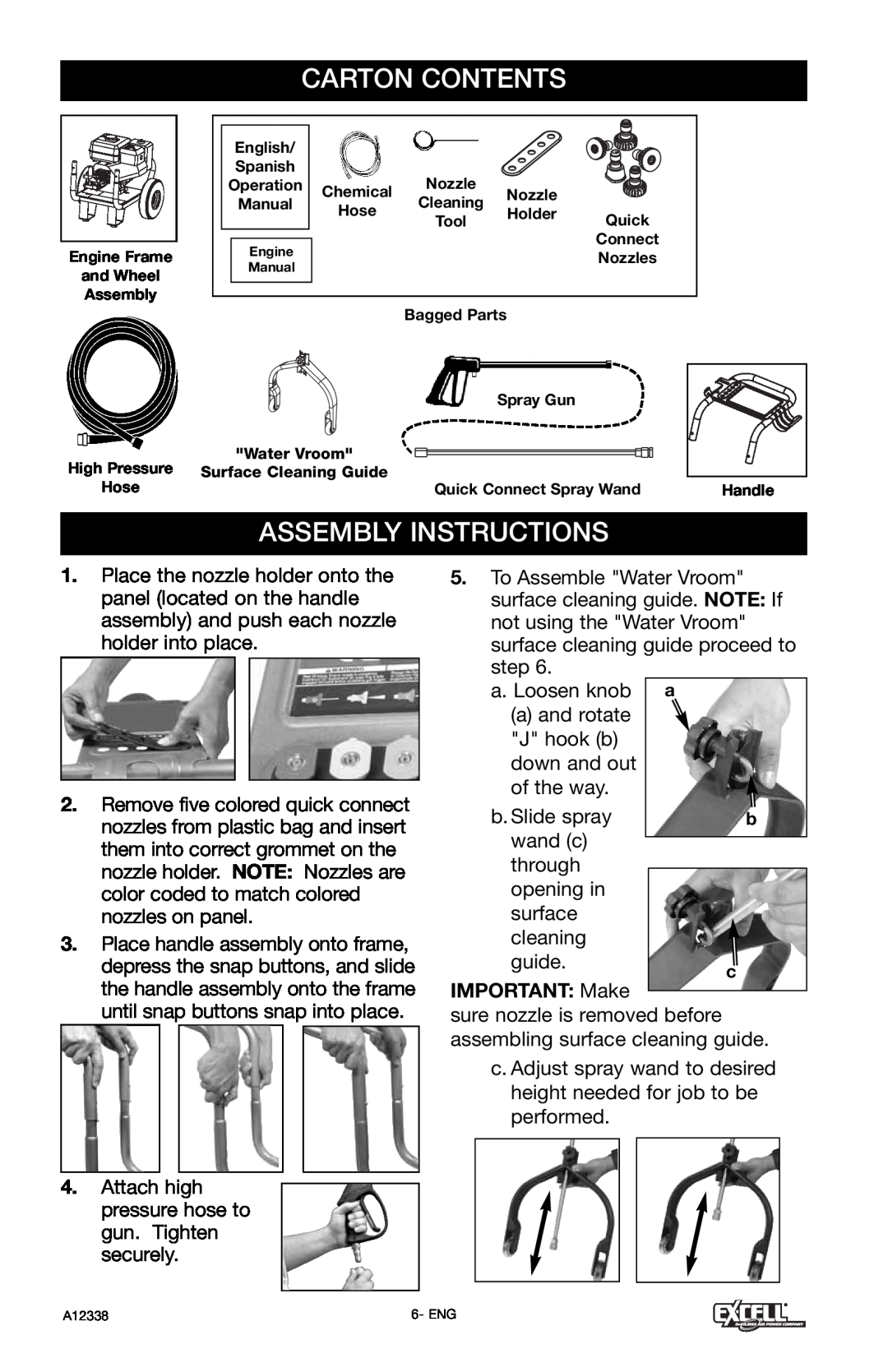 Excell Precision XR2750 operation manual Carton Contents, Assembly Instructions, IMPORTANT Make 