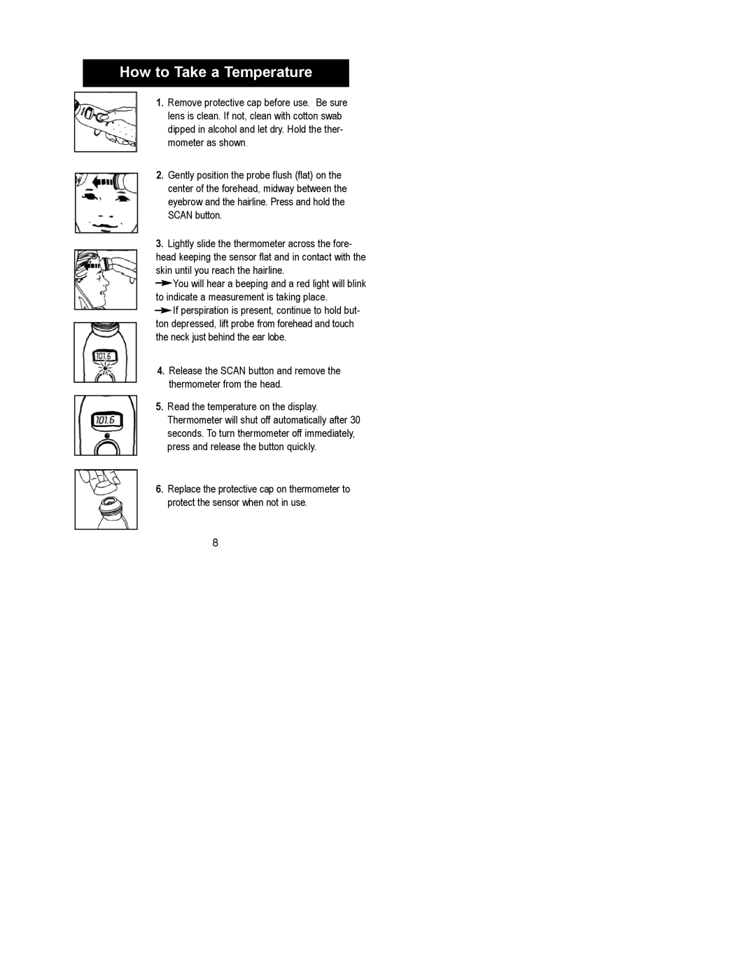 Exergen 2000C manual How to Take a Temperature 