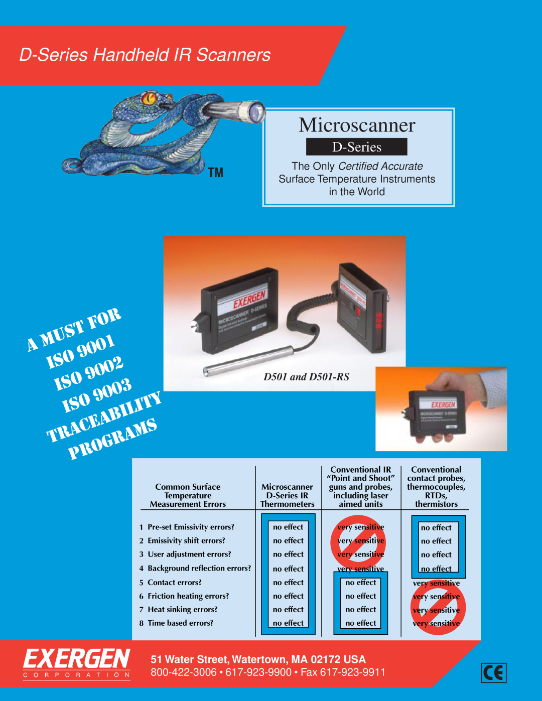 Exergen manual Microscanner, D-Series Handheld IR Scanners, Must, 9001, 9002, 9003, Traceability, Programs 