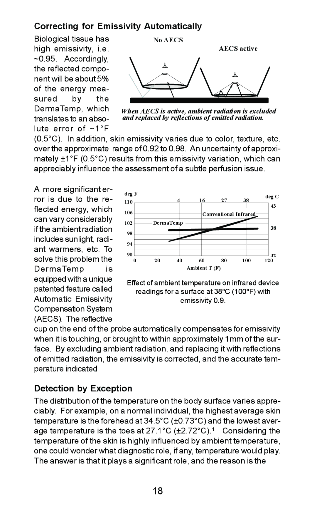 Exergen DT 1001-RS, DT 1001-LT, DT 1001-LN manual Correcting for Emissivity Automatically, Detection by Exception 