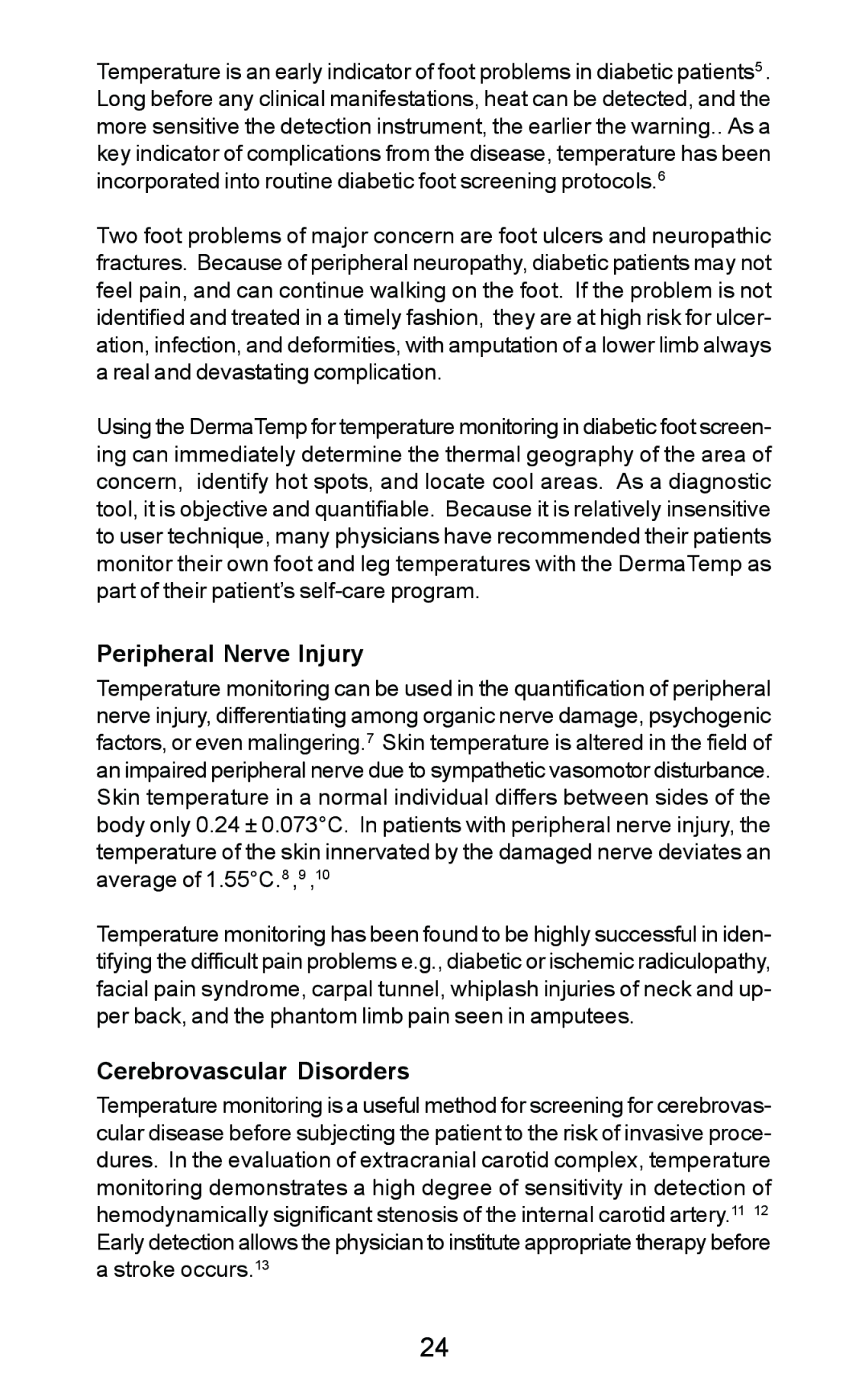 Exergen DT 1001-LN, DT 1001-RS, DT 1001-LT manual Peripheral Nerve Injury, Cerebrovascular Disorders 