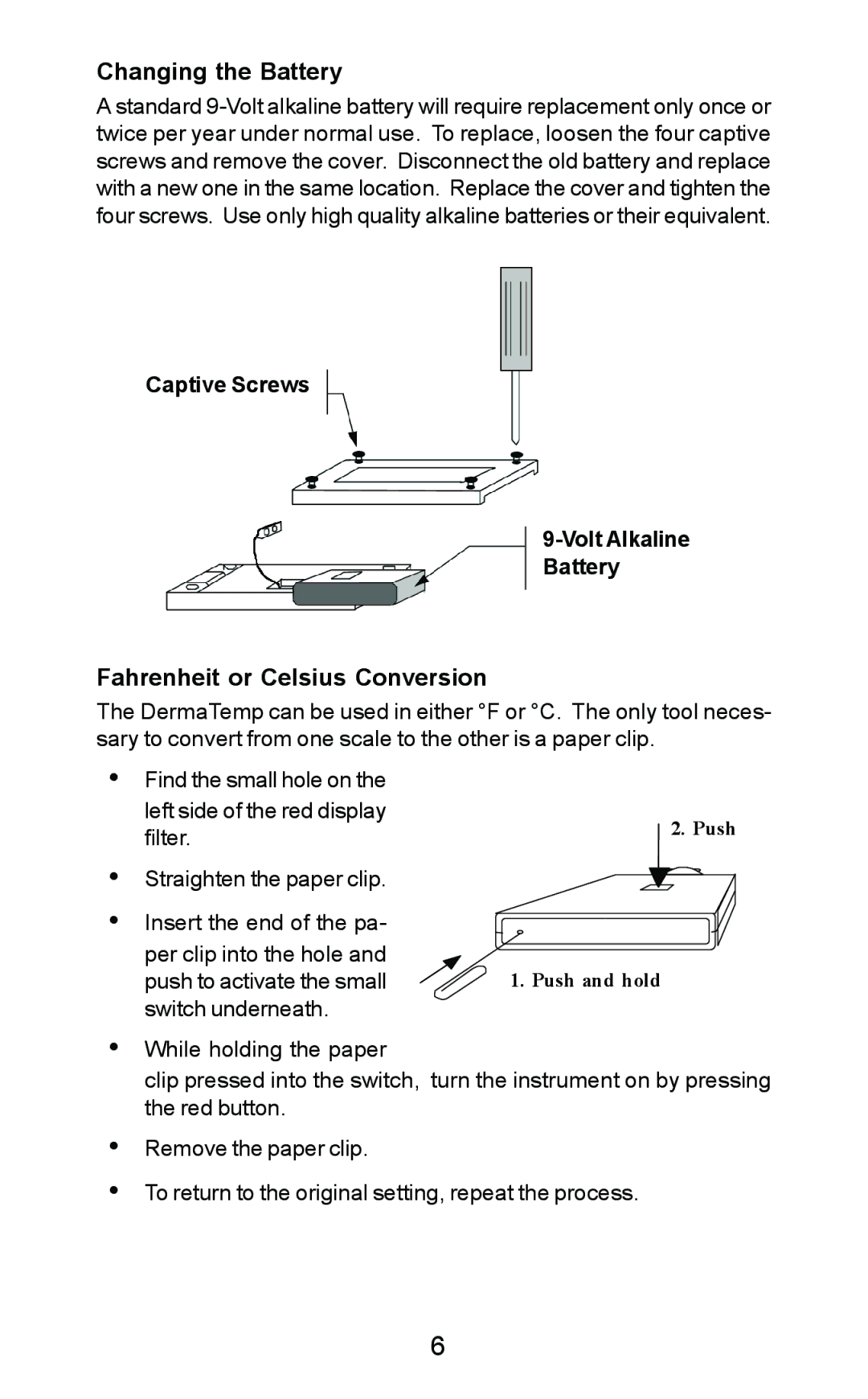 Exergen DT 1001-RS, DT 1001-LT, DT 1001-LN manual Changing the Battery, Fahrenheit or Celsius Conversion 