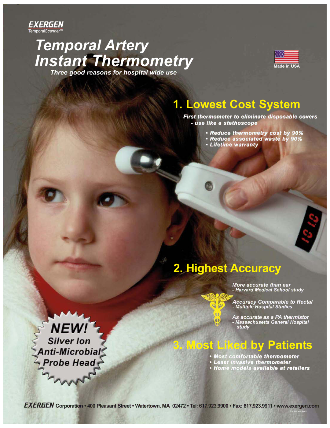 Exergen Instant Thermometry warranty Lowest Cost System, Highest Accuracy, Most Liked by Patients 