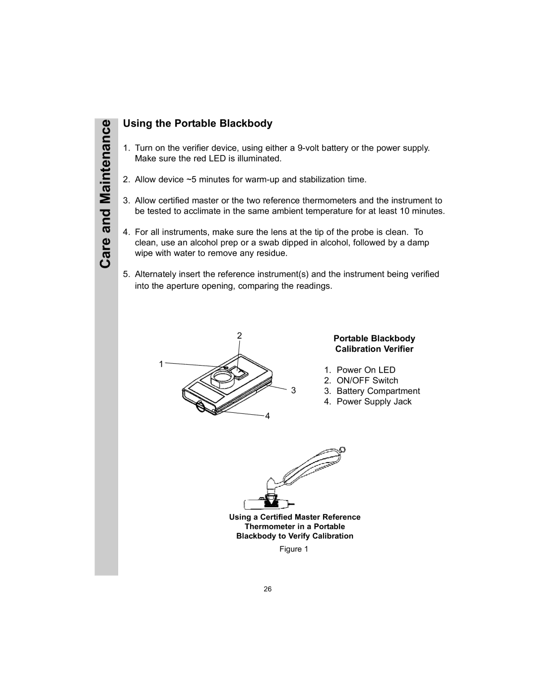 Exergen TAT-5000 manual Using the Portable Blackbody, Calibration Verifier 