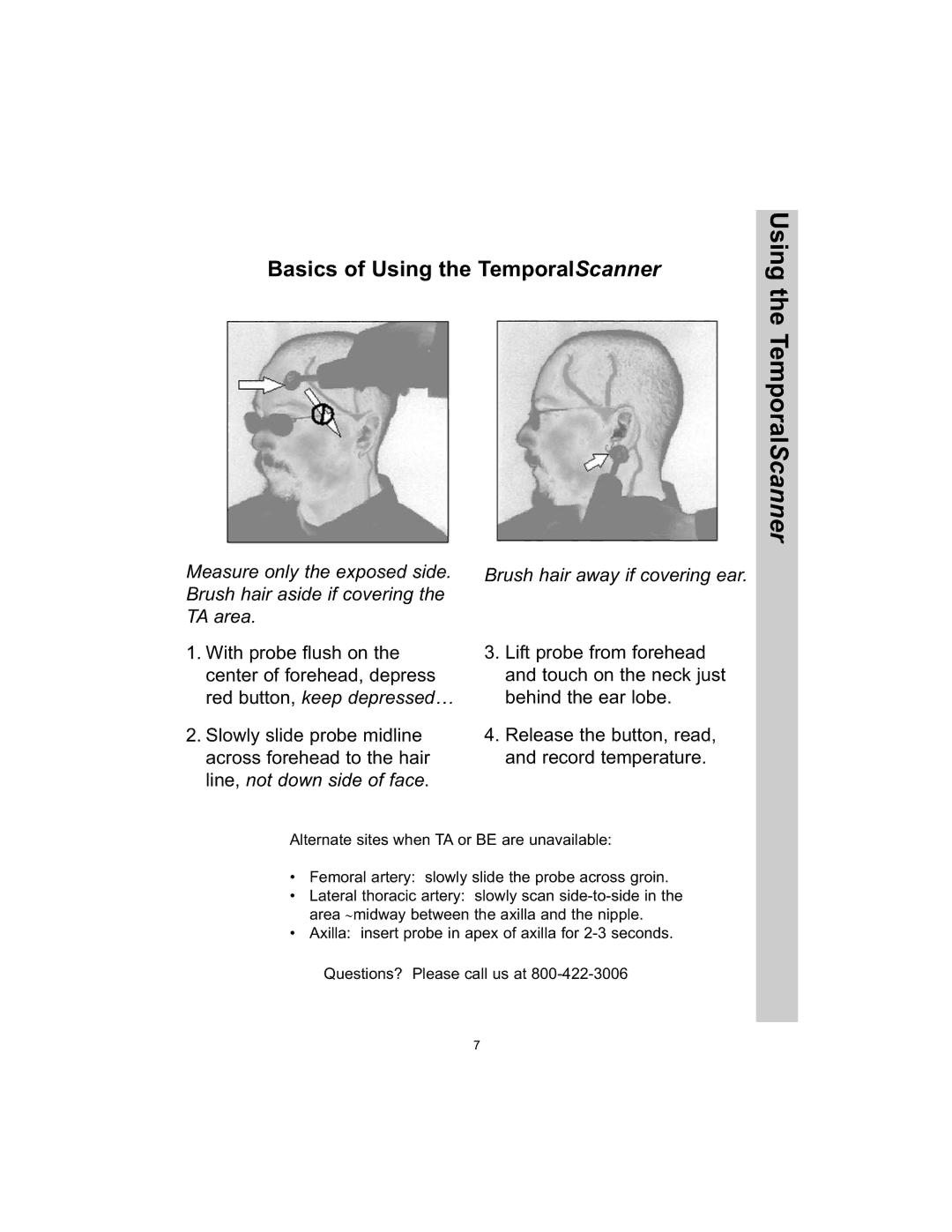 Exergen TAT-5000 manual Basics of Using the TemporalScanner 