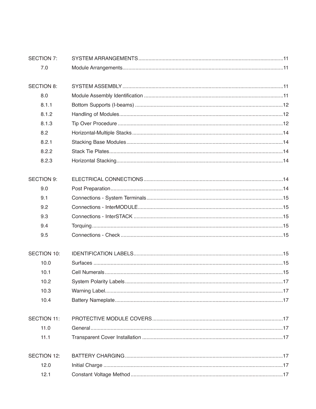 Exide PAR20 manual System Arrangements 