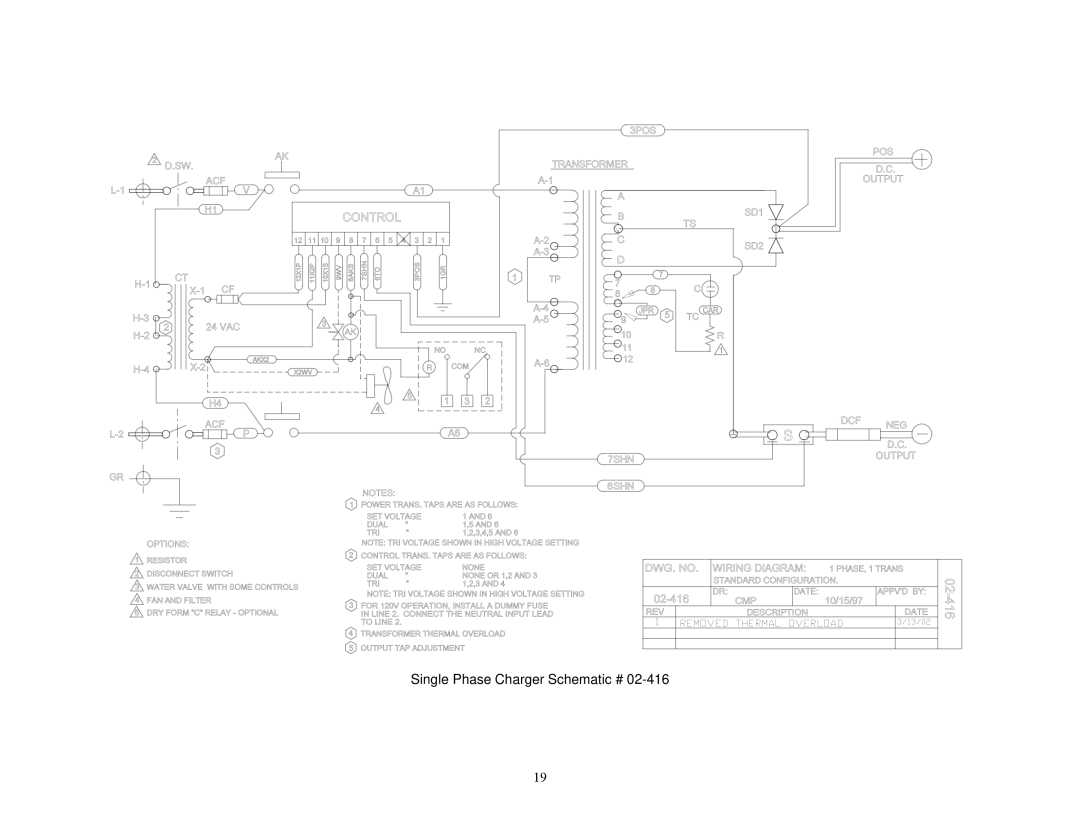 Exide S47-0079 manual Single Phase Charger Schematic # 