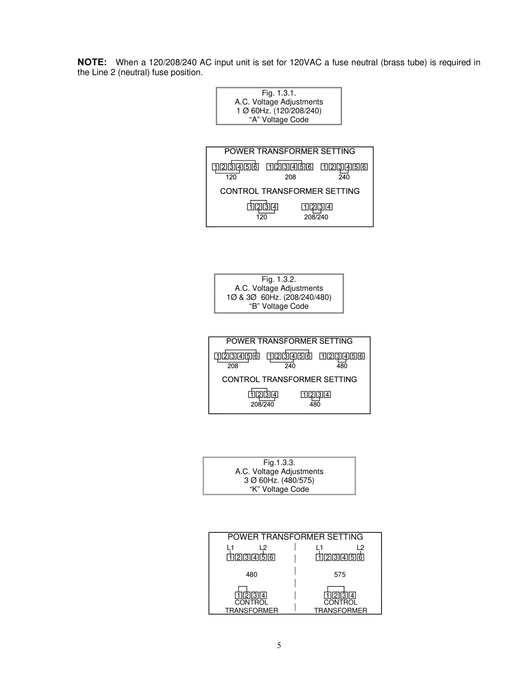 Exide S47-0079 manual Power Transformer Setting 