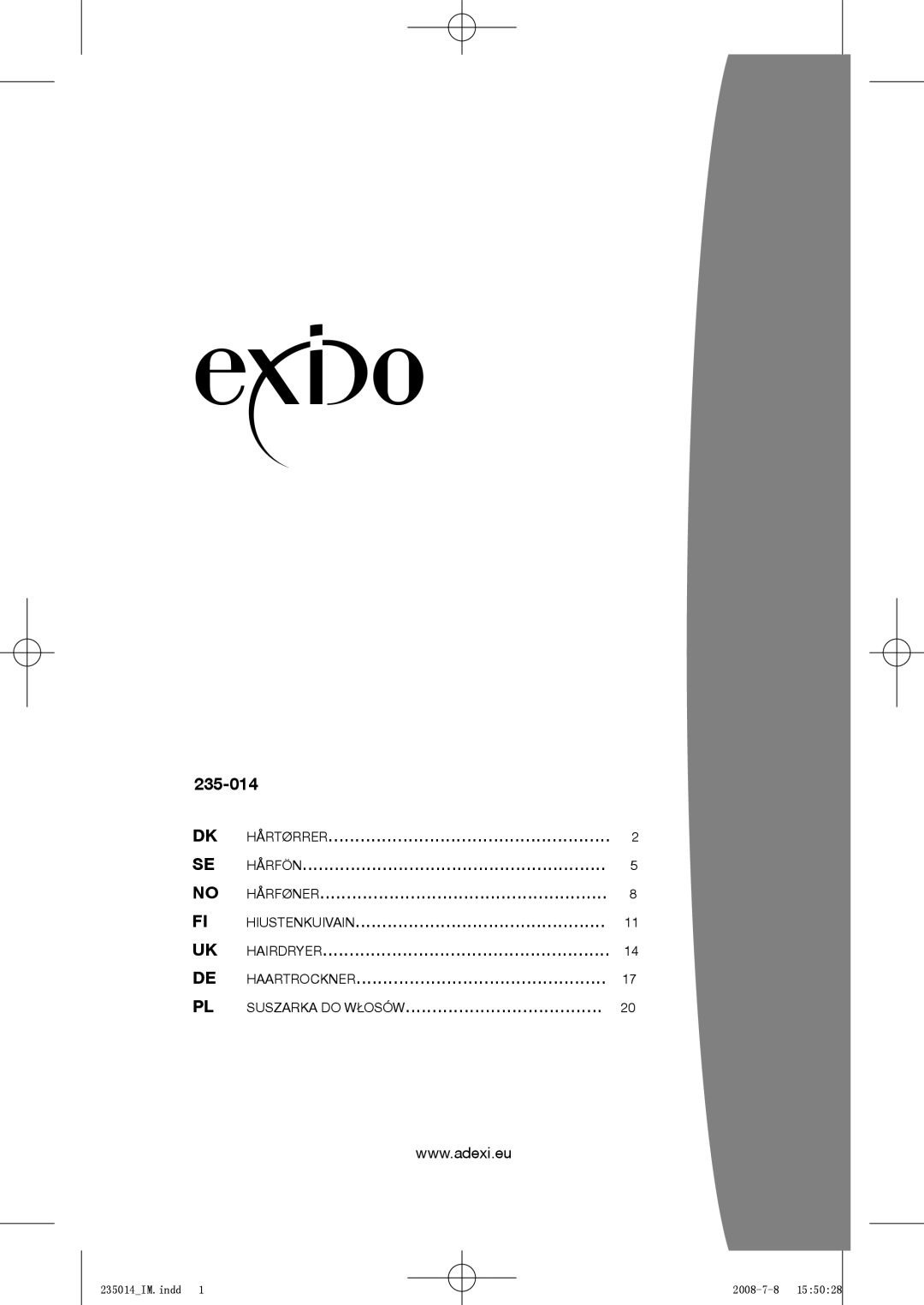 Exido 235-014 manual 